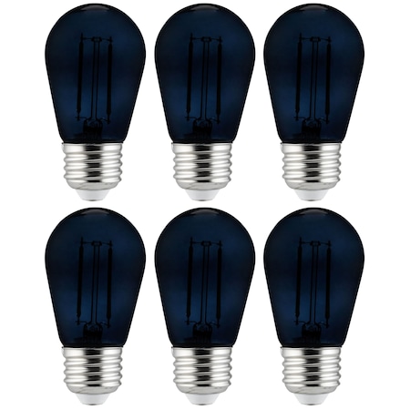 Sunlite LED S14 String Light Bulb, 2W 25W=, Medium E26 Base, Transparent, Dimmable, UL Listed, Black, 6PK 40973-SU